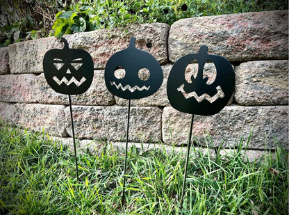 3-Pack Metal Halloween Jack-O-Lanterns Yard Stakes