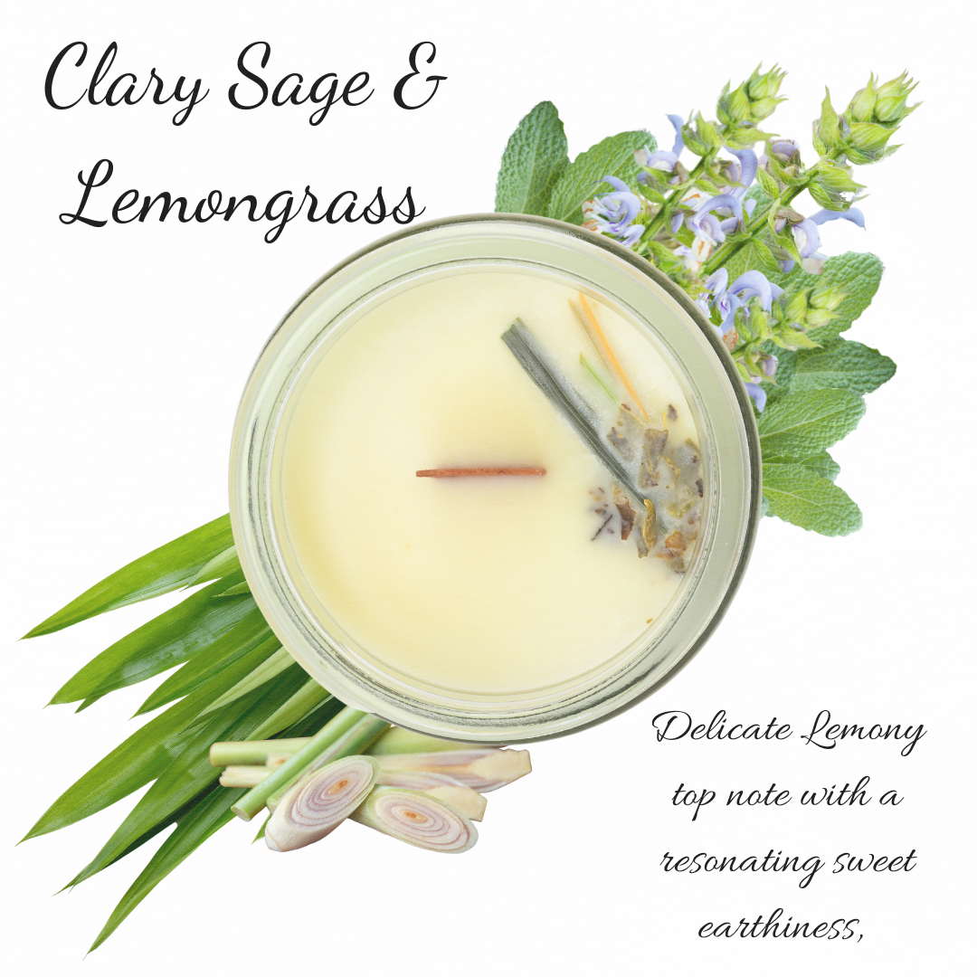 Clary Sage & Lemongrass | Essential Oil | 3 oz Jar Candle