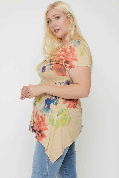 Multi-Colored Watercolor Flower Print Tunic – Made in U.S.A.