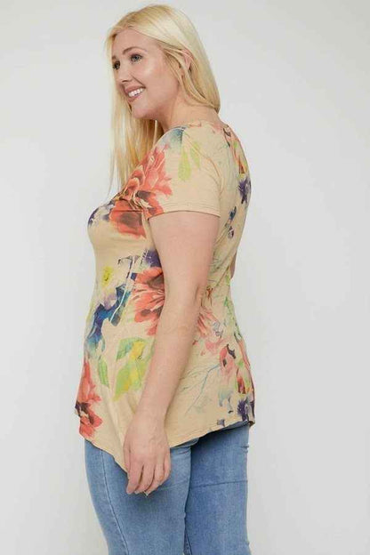 Multi-Colored Watercolor Flower Print Tunic – Made in U.S.A.