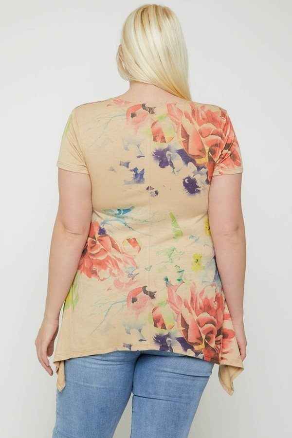 Multi-Colored Watercolor Flower Print Tunic – Made in U.S.A.