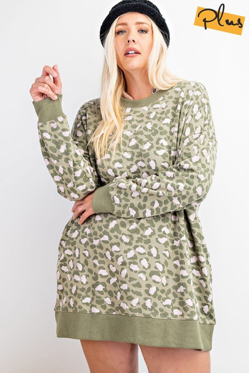 Leopard Printed Terry Knit Dress - It's a Girly Place