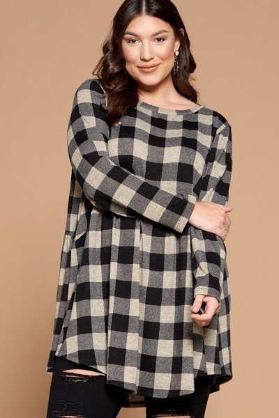 Soft Knit Buffalo Plaid Tunic Top - It's a Girly Place