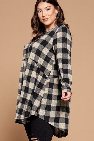 Soft Knit Buffalo Plaid Tunic Top - It's a Girly Place
