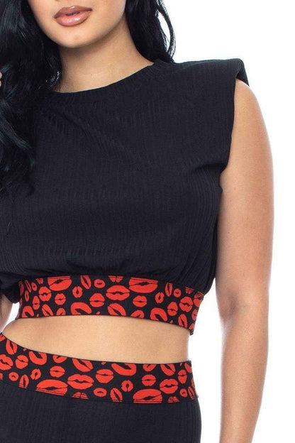 Color Contrast Lace-Up Side Shorts Set