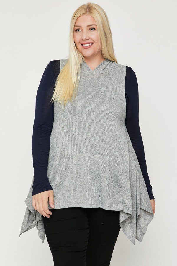 Plus Size Two Tone Knit, Sleeveless Top - It's a Girly Place