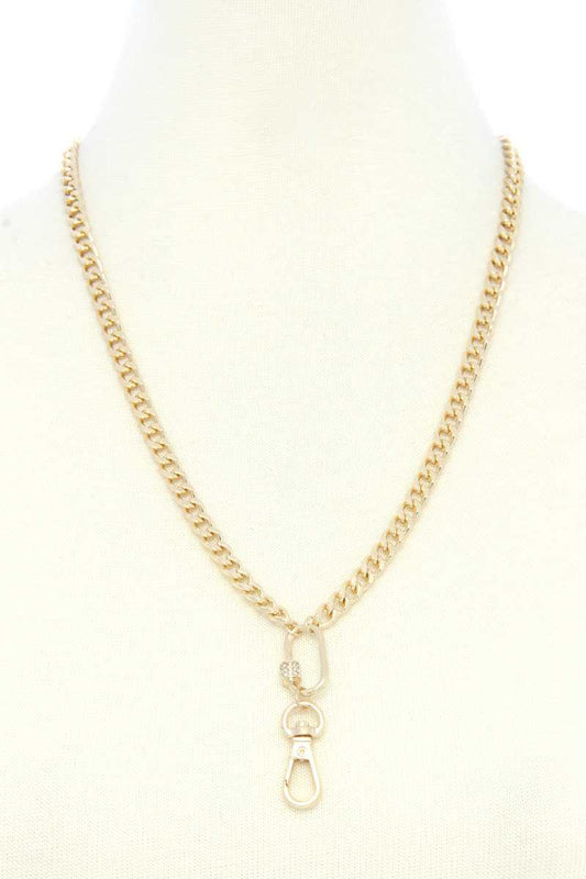 Oval Charm Curb Link Metal Necklace - It's a Girly Place