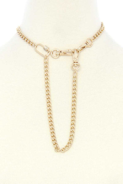 Oval Charm Curb Link Metal Necklace - It's a Girly Place