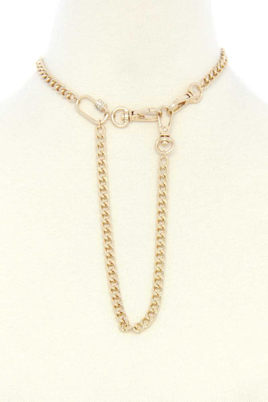 Oval Charm Curb Link Metal Necklace - It's a Girly Place