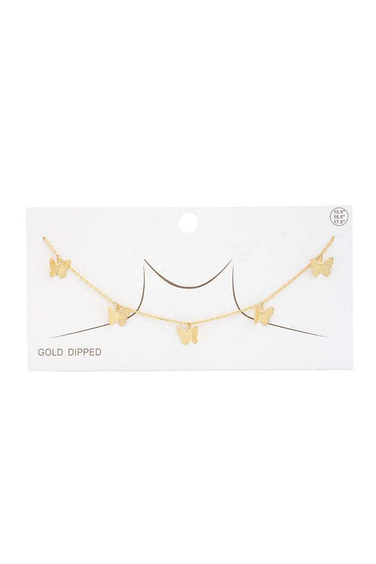 Butterfly Charm Gold Dipped Necklace - It's a Girly Place