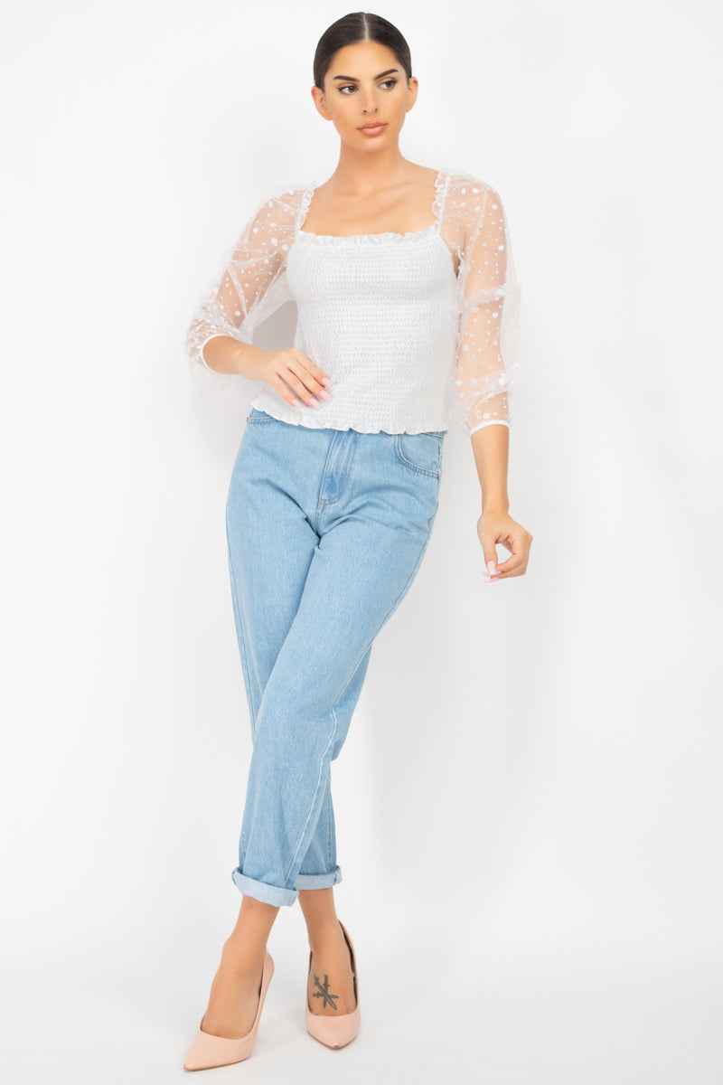 Square Neck Smocking Top