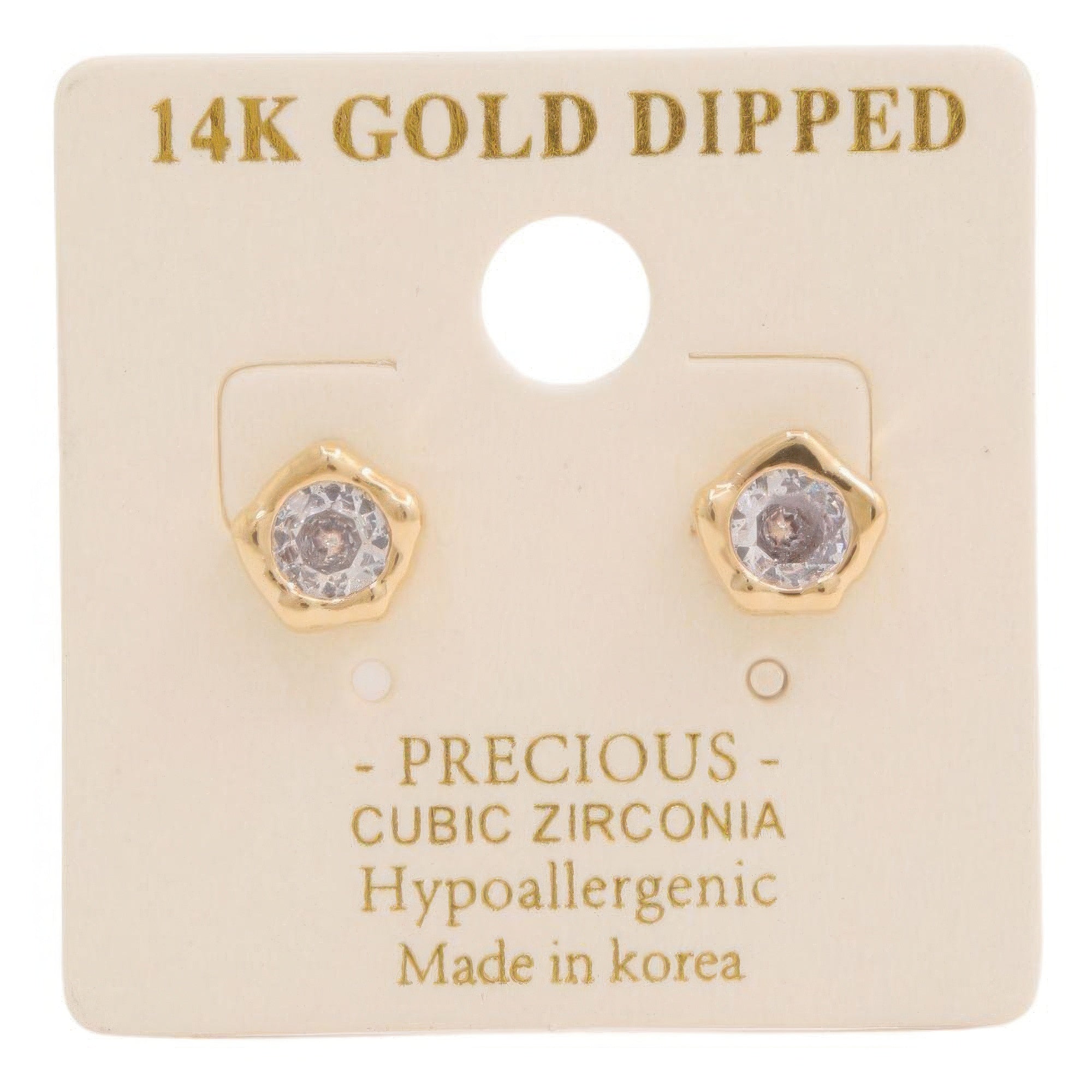 14k Gold Dipped Cz Stone Stud Earring - It's a Girly Place