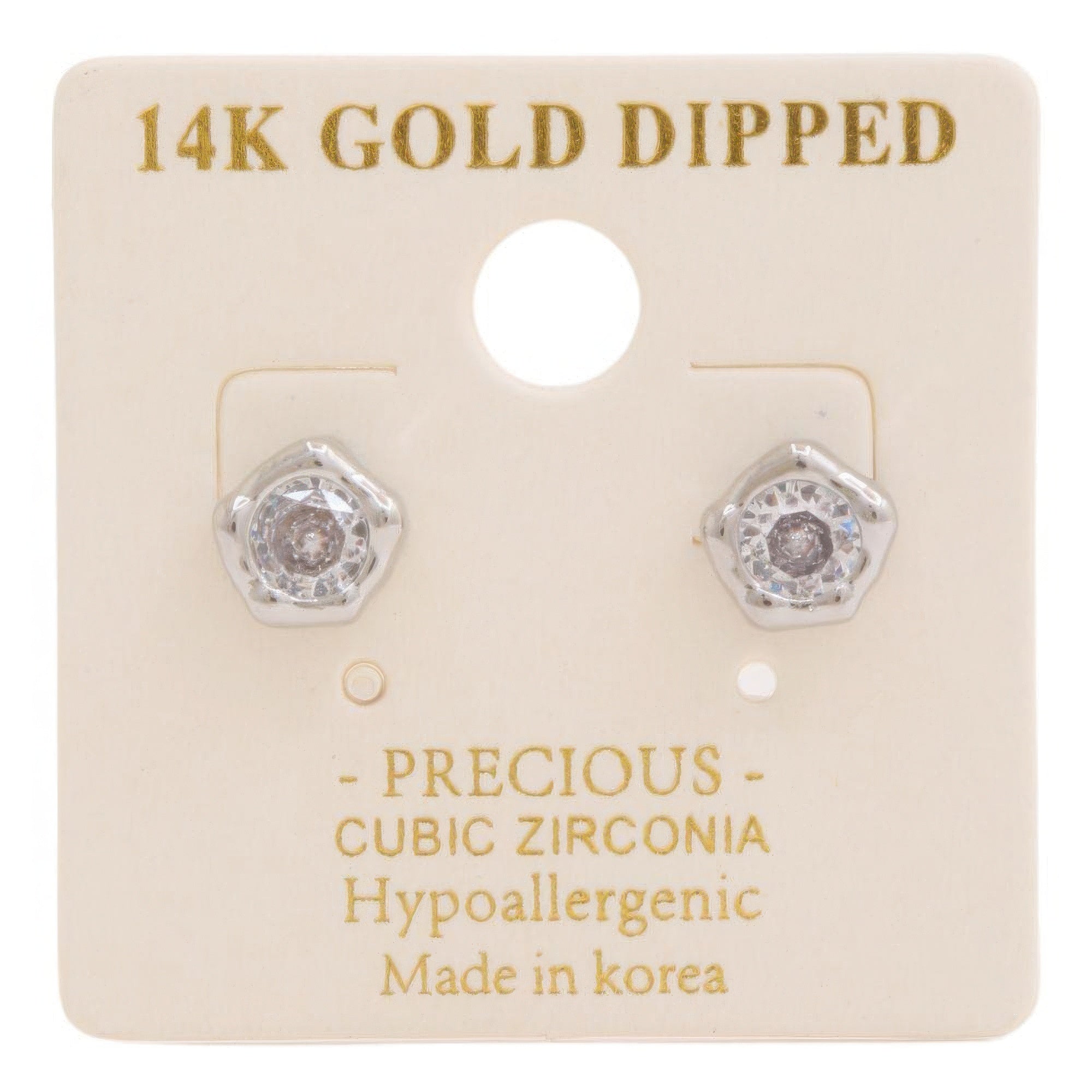 14k Gold Dipped Cz Stone Stud Earring - It's a Girly Place