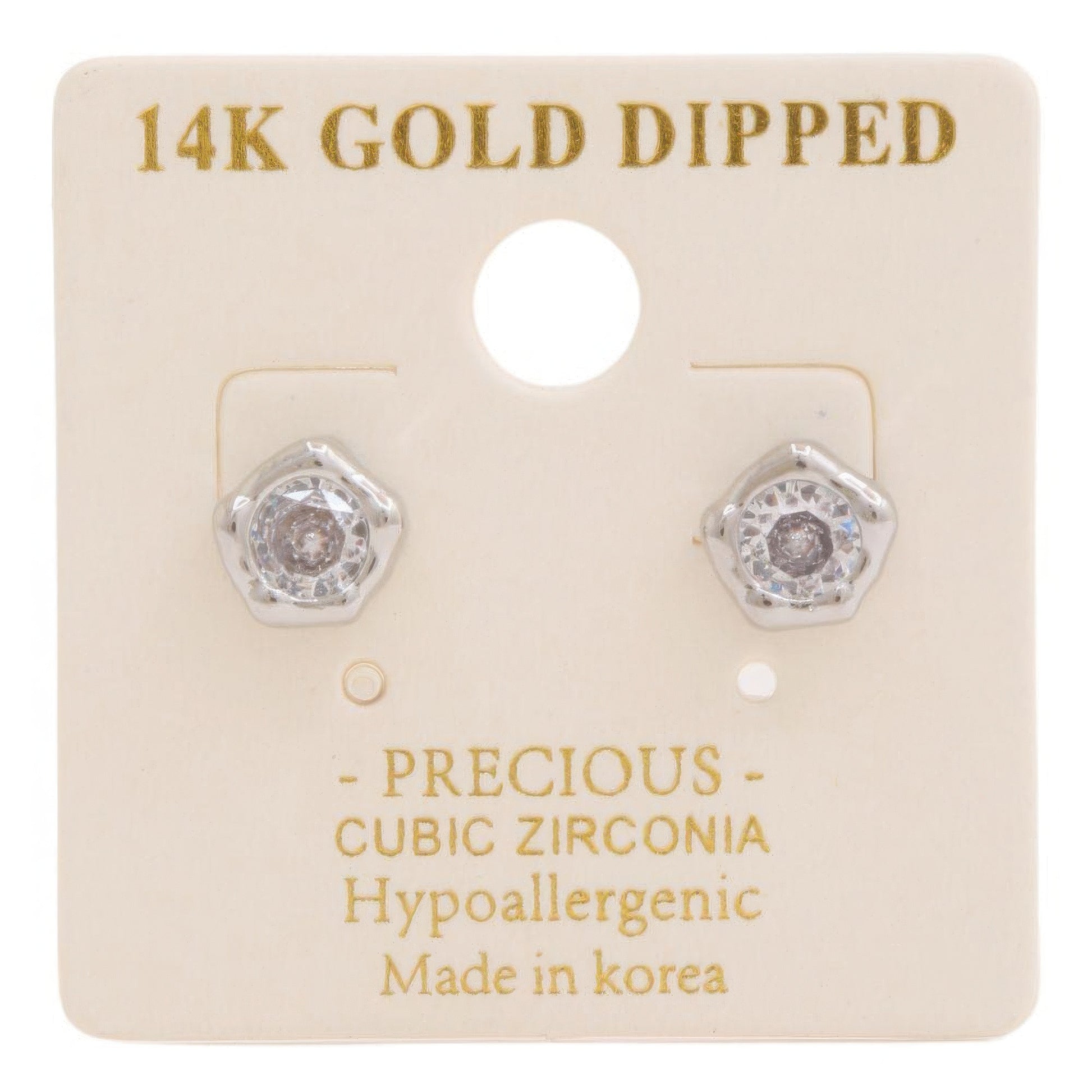 14k Gold Dipped Cz Stone Stud Earring - It's a Girly Place