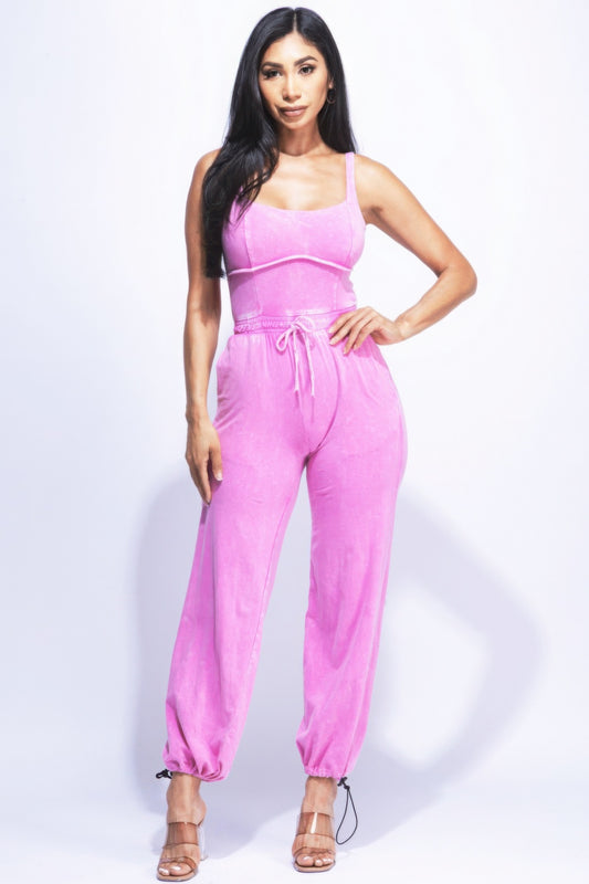 Washed Jumpsuit With Adjustable Ankle - It's a Girly Place