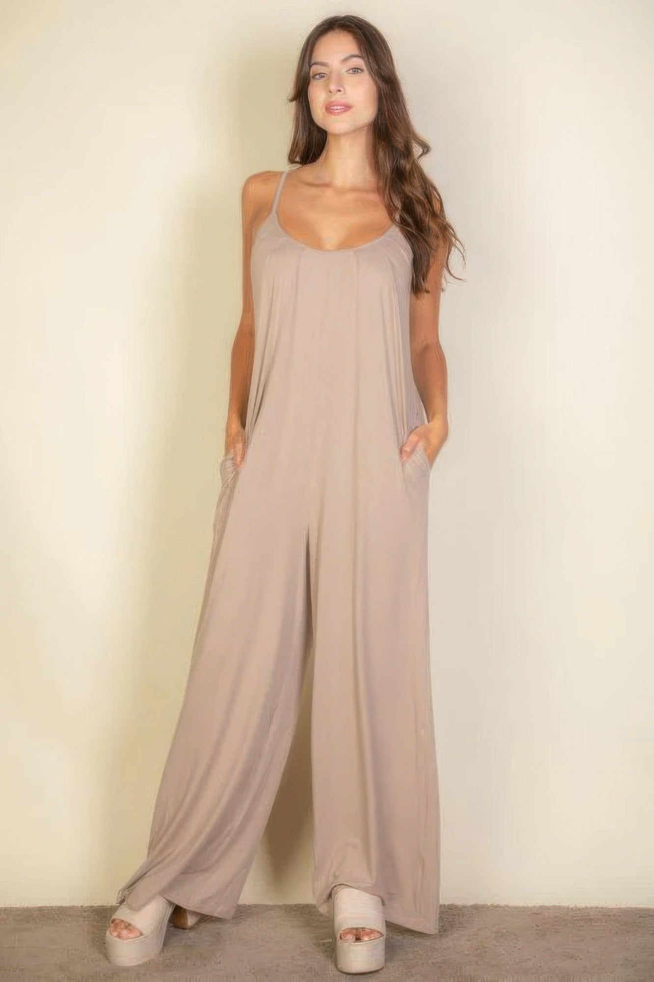 Spaghetti Strap Solid Wide Jumpsuit - It's a Girly Place