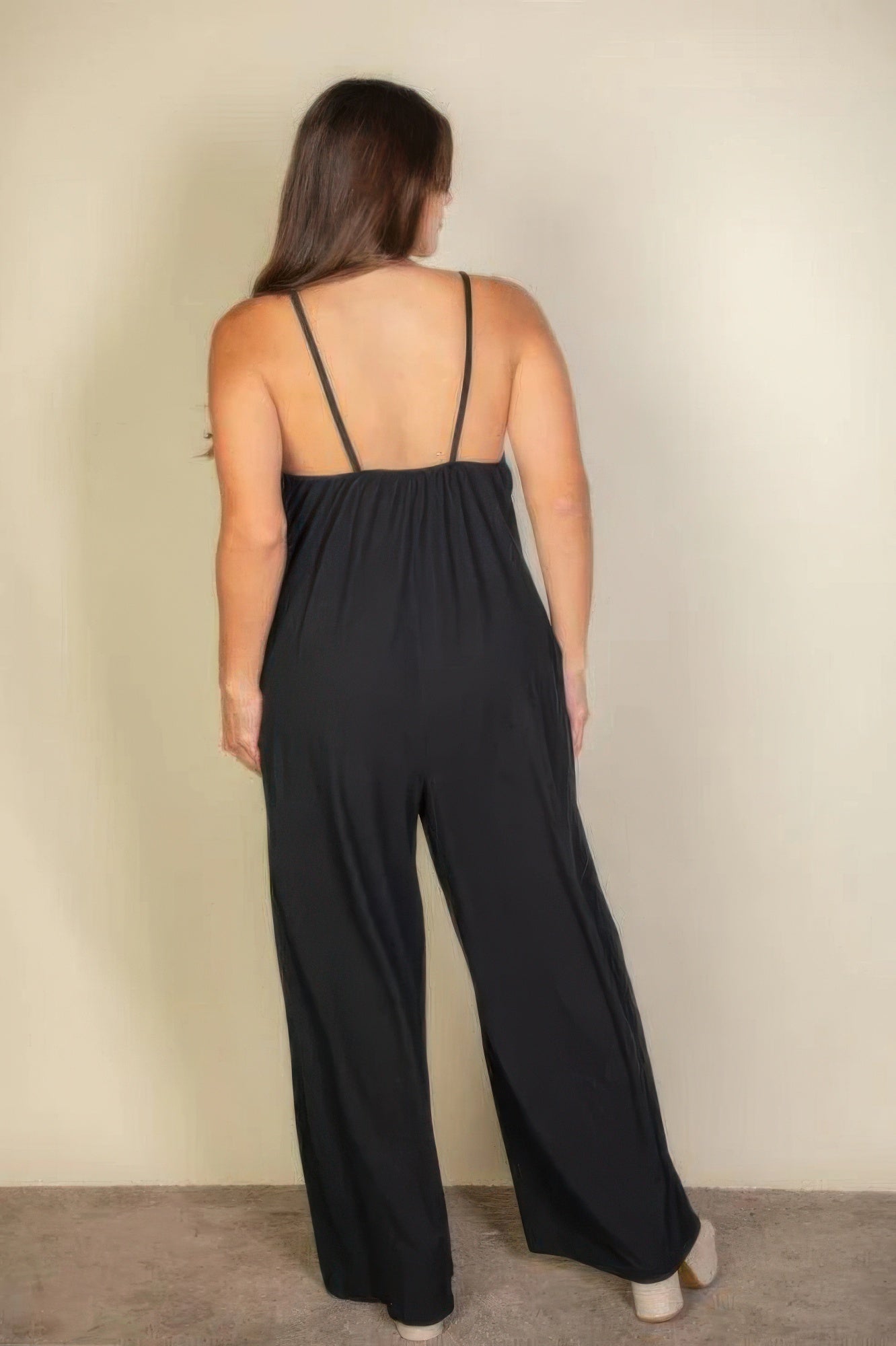 Plus spaghetti strap solid wide jumpsuit - It's a Girly Place