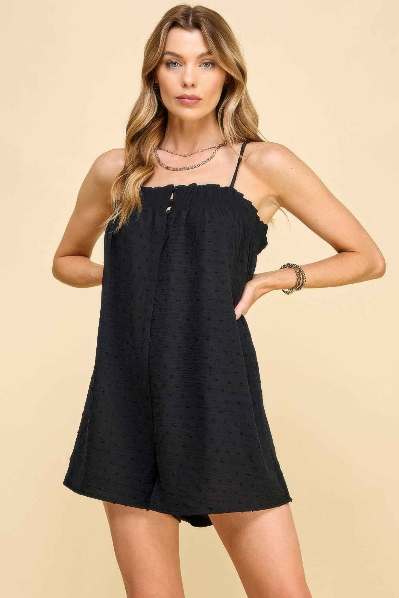 Swiss Dot Woven Romper