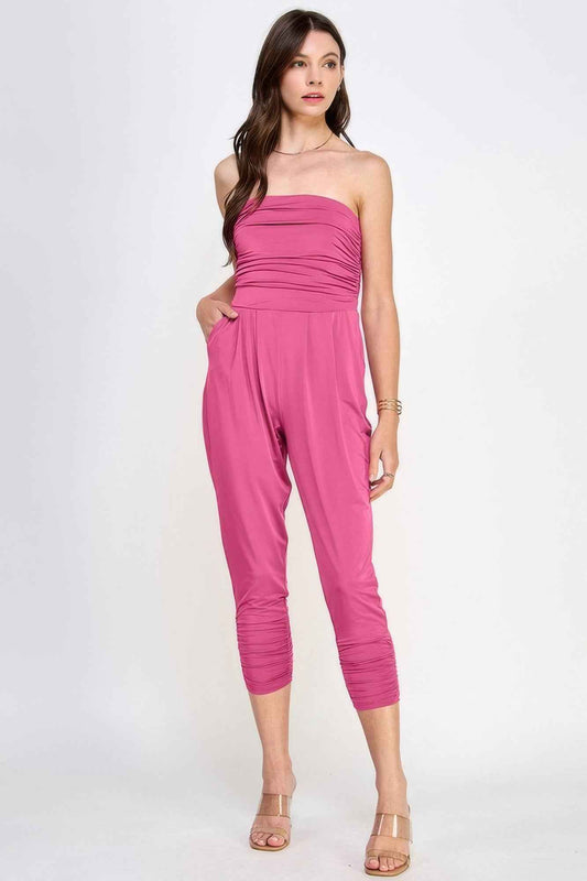 Tube Top W/shirring Jumpsuit