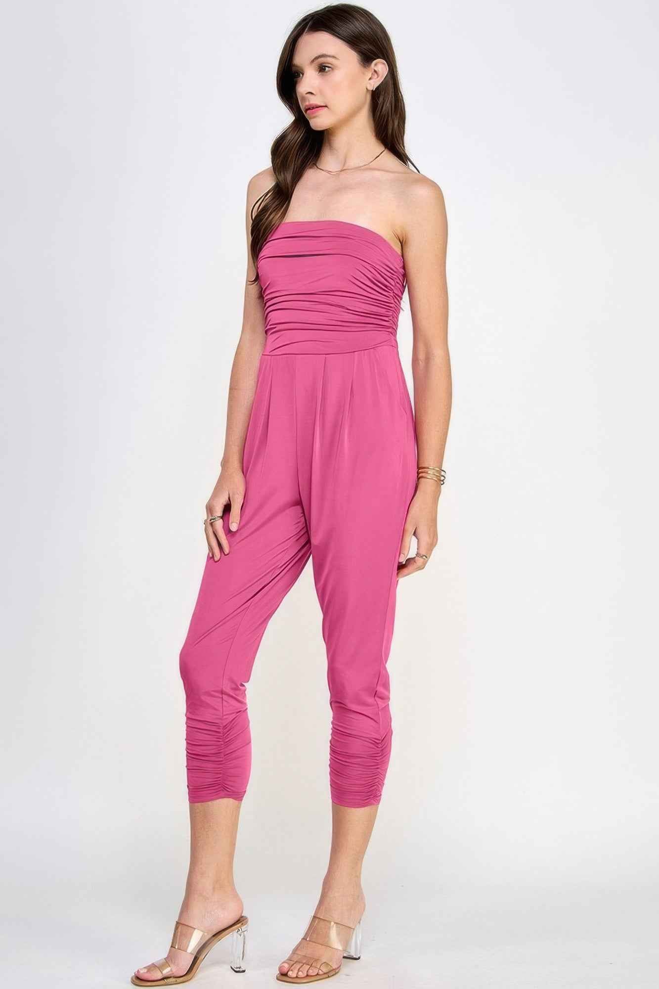Tube Top W/shirring Jumpsuit