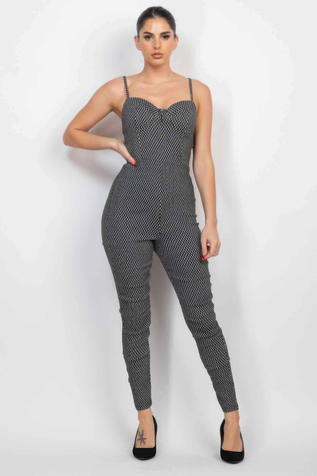 Plaid Sleeveless Zippered Jumpsuit