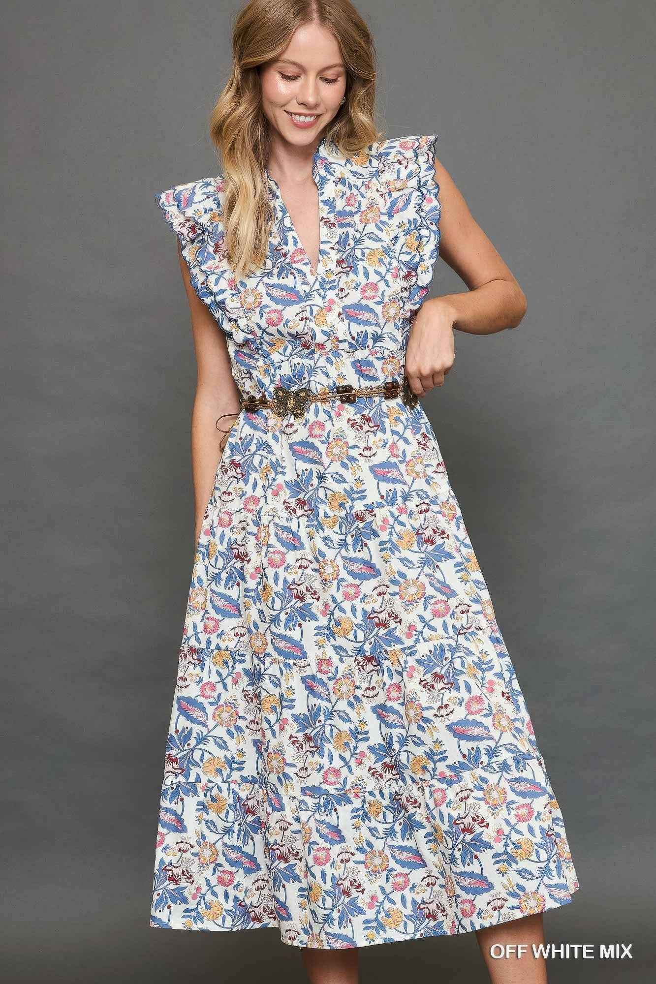 Floral Garden Print Tiered Maxi Dress