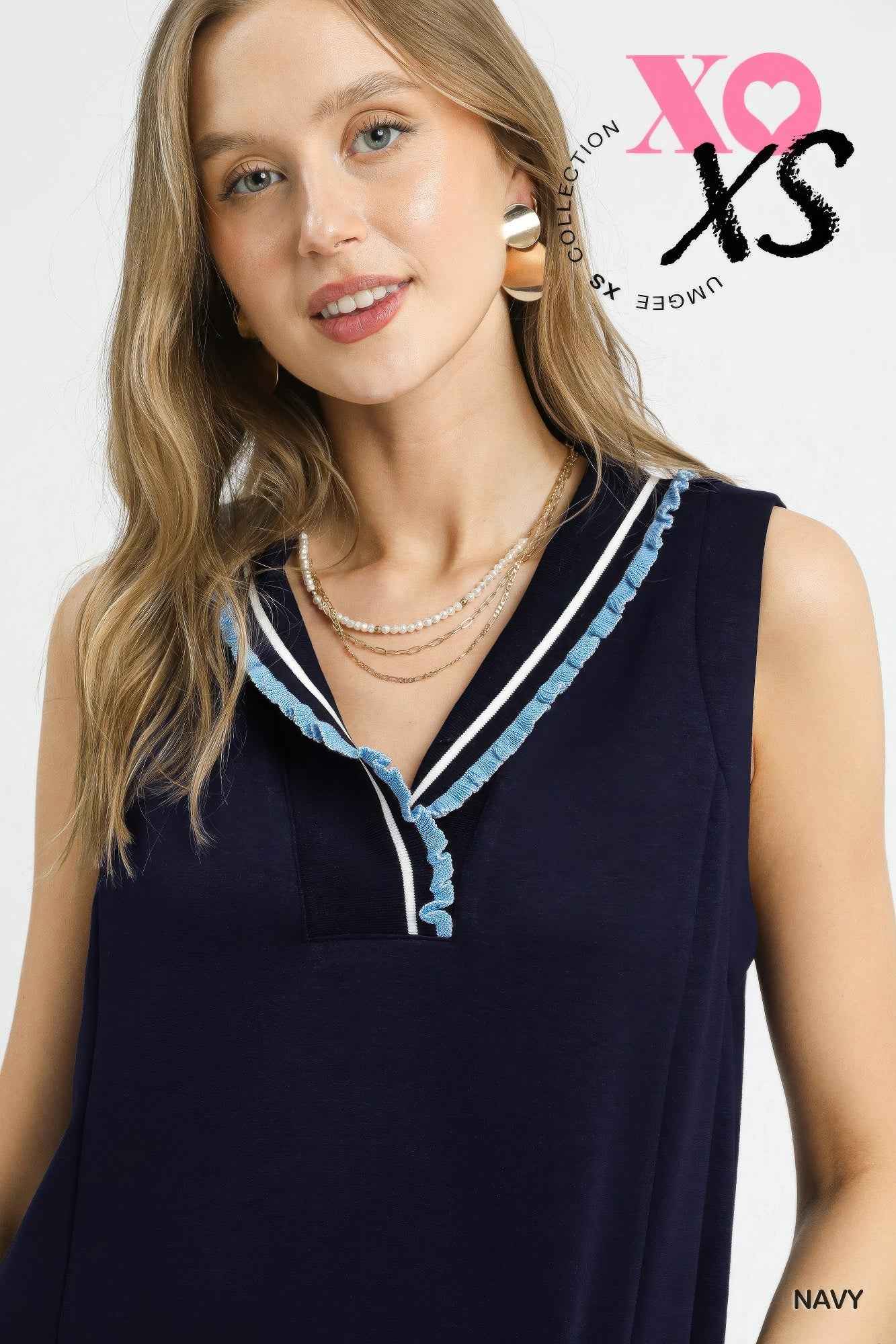 Luxeknit Sleeveless Ruffle Trim Pocket Dress