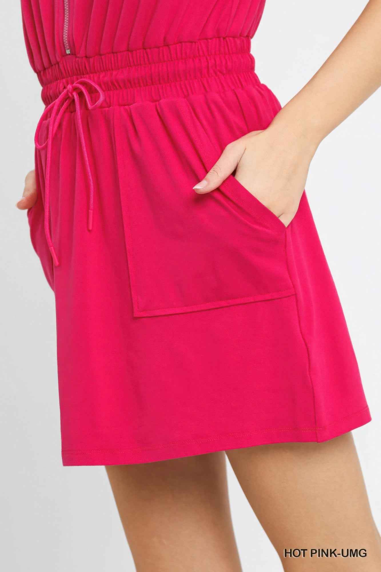 Zip Front Casual Mini Dress