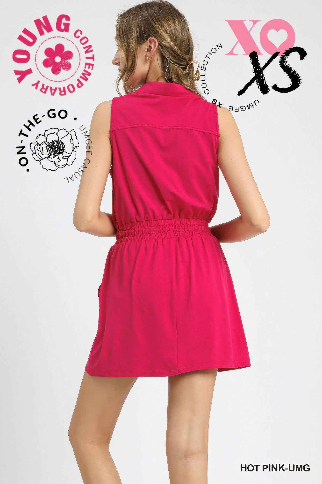 Zip Front Casual Mini Dress