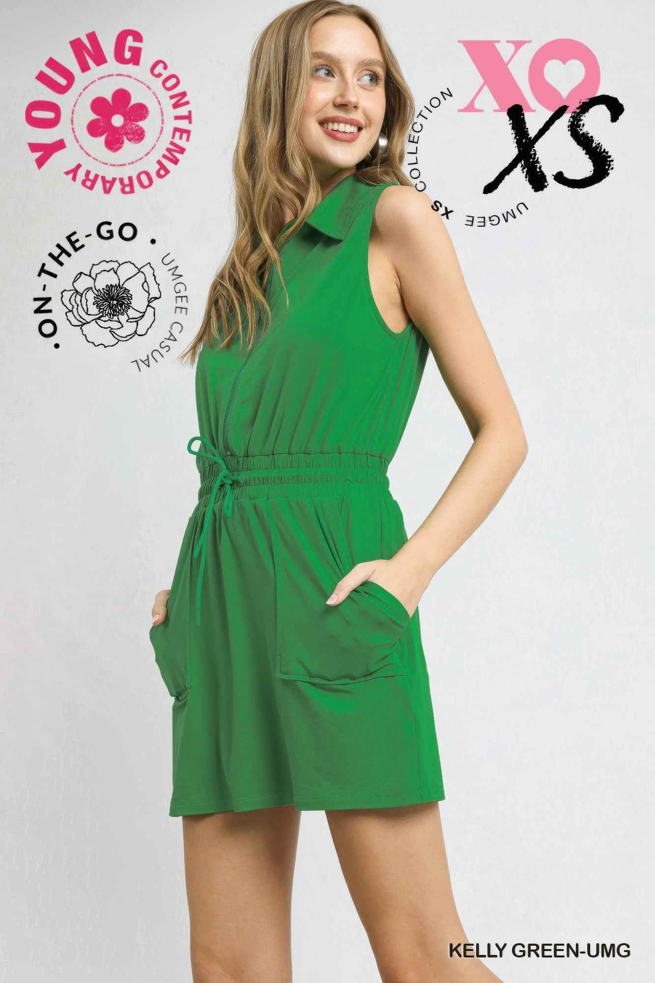 Zip Front Casual Mini Dress