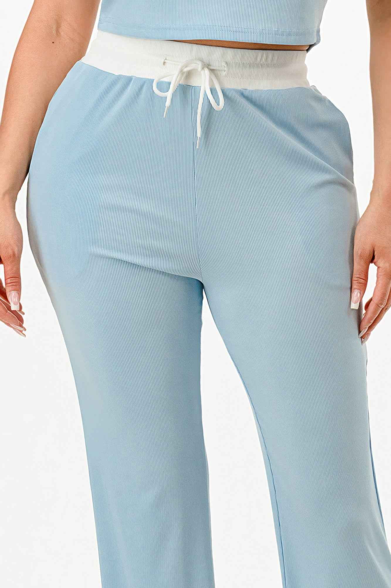 Ribbed Contrast Binding Top And Pants Set