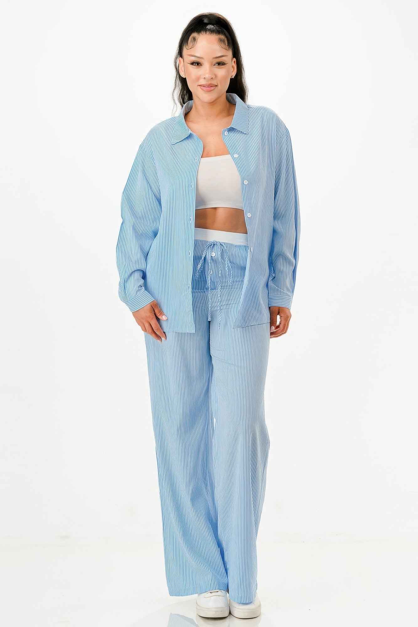 Pinstripe Shirt And Pant Set