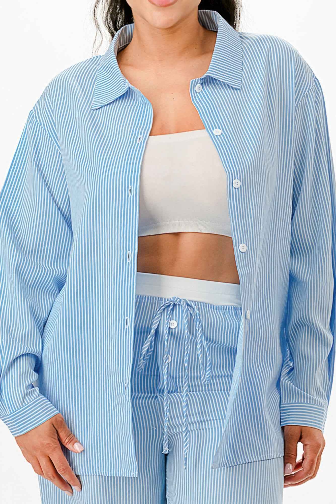 Pinstripe Shirt And Pant Set