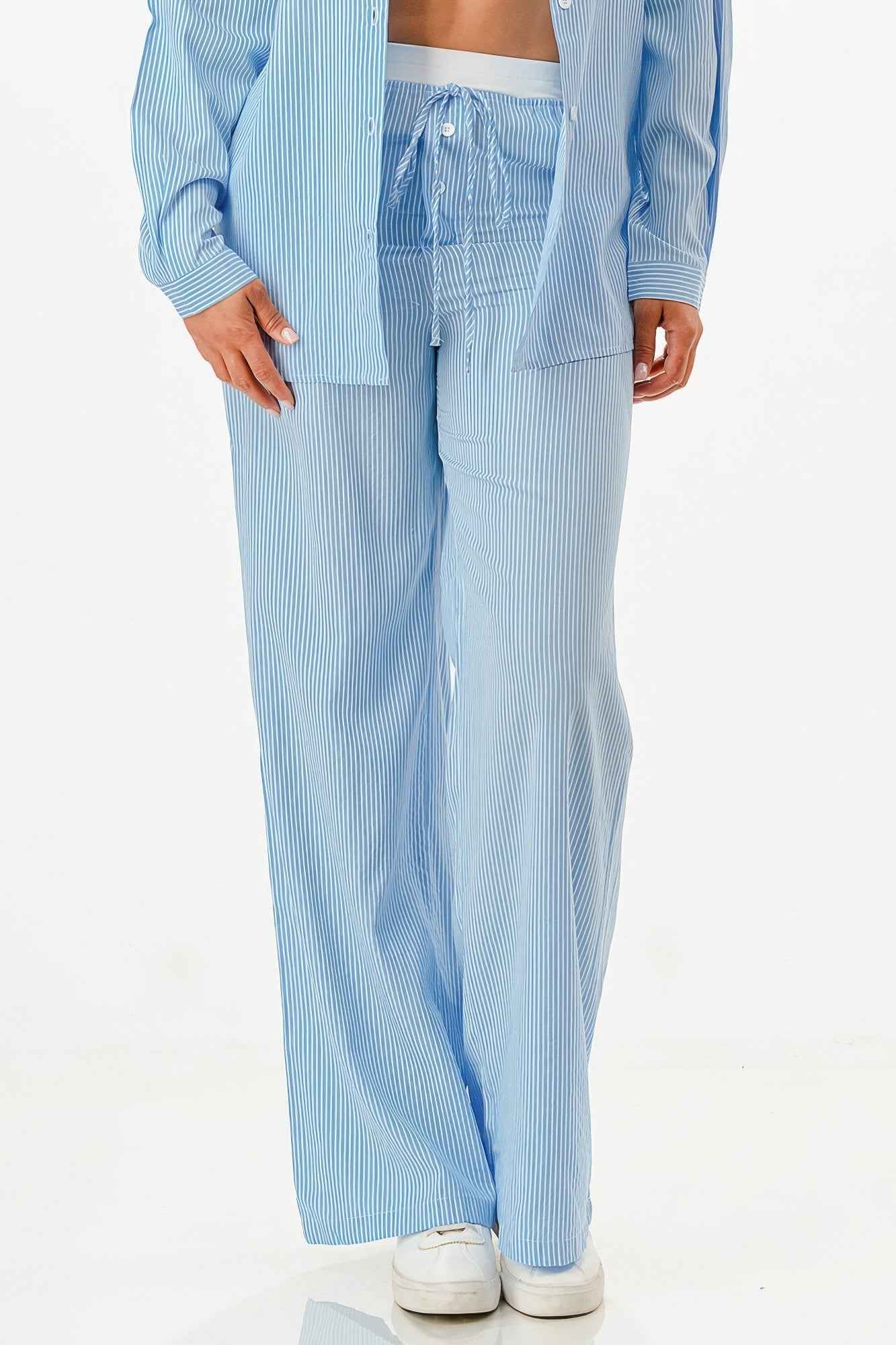 Pinstripe Shirt And Pant Set