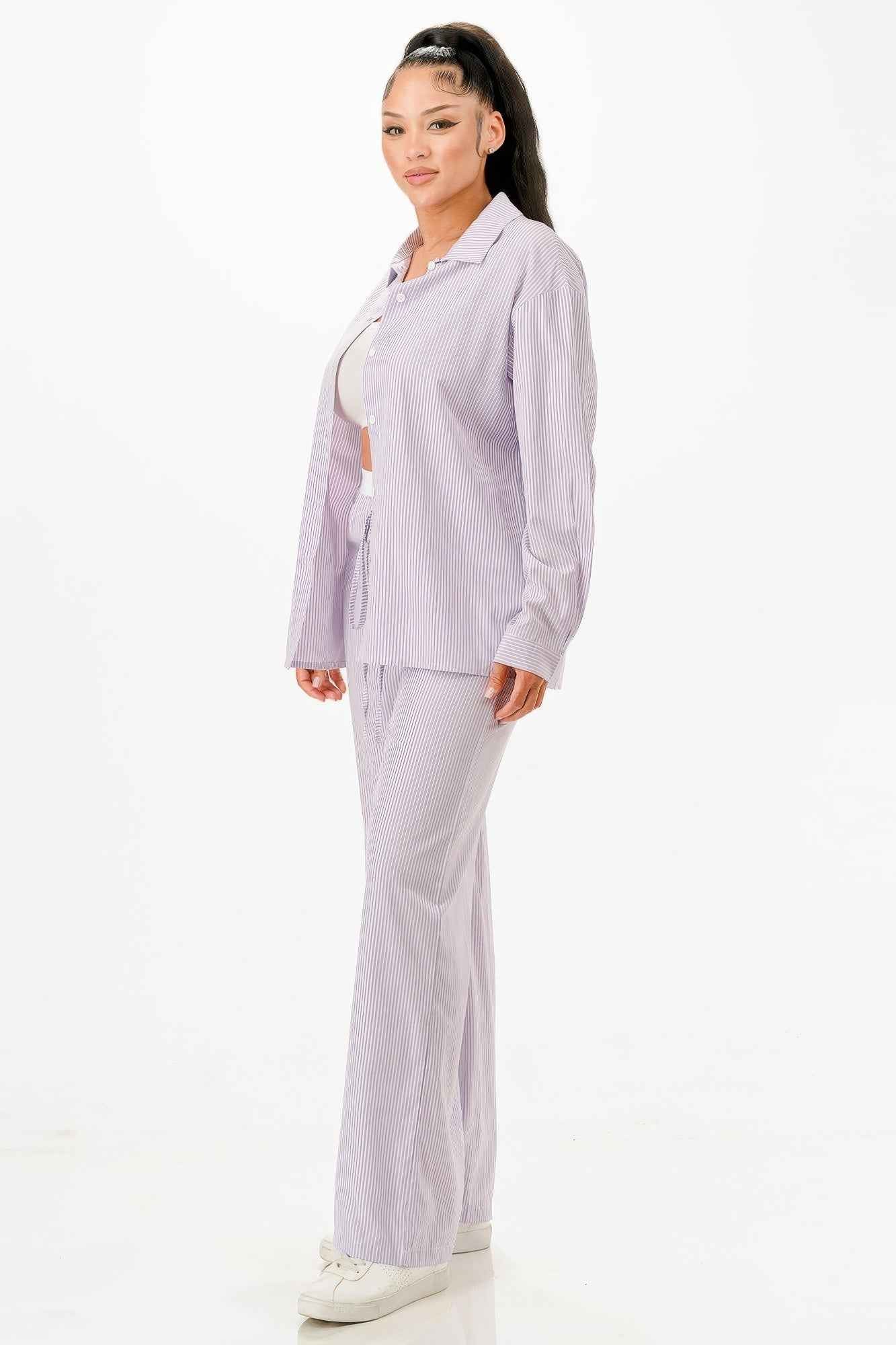 Pinstripe Shirt And Pant Set