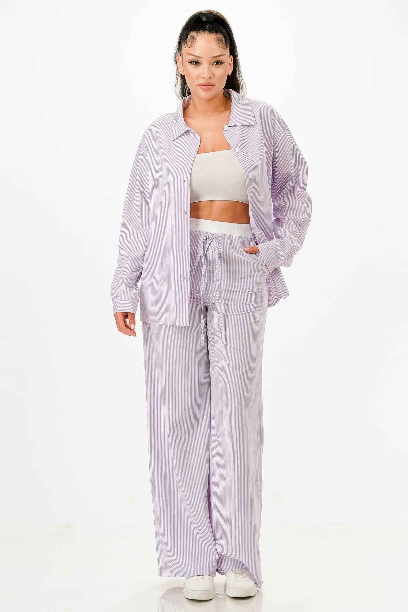 Pinstripe Shirt And Pant Set