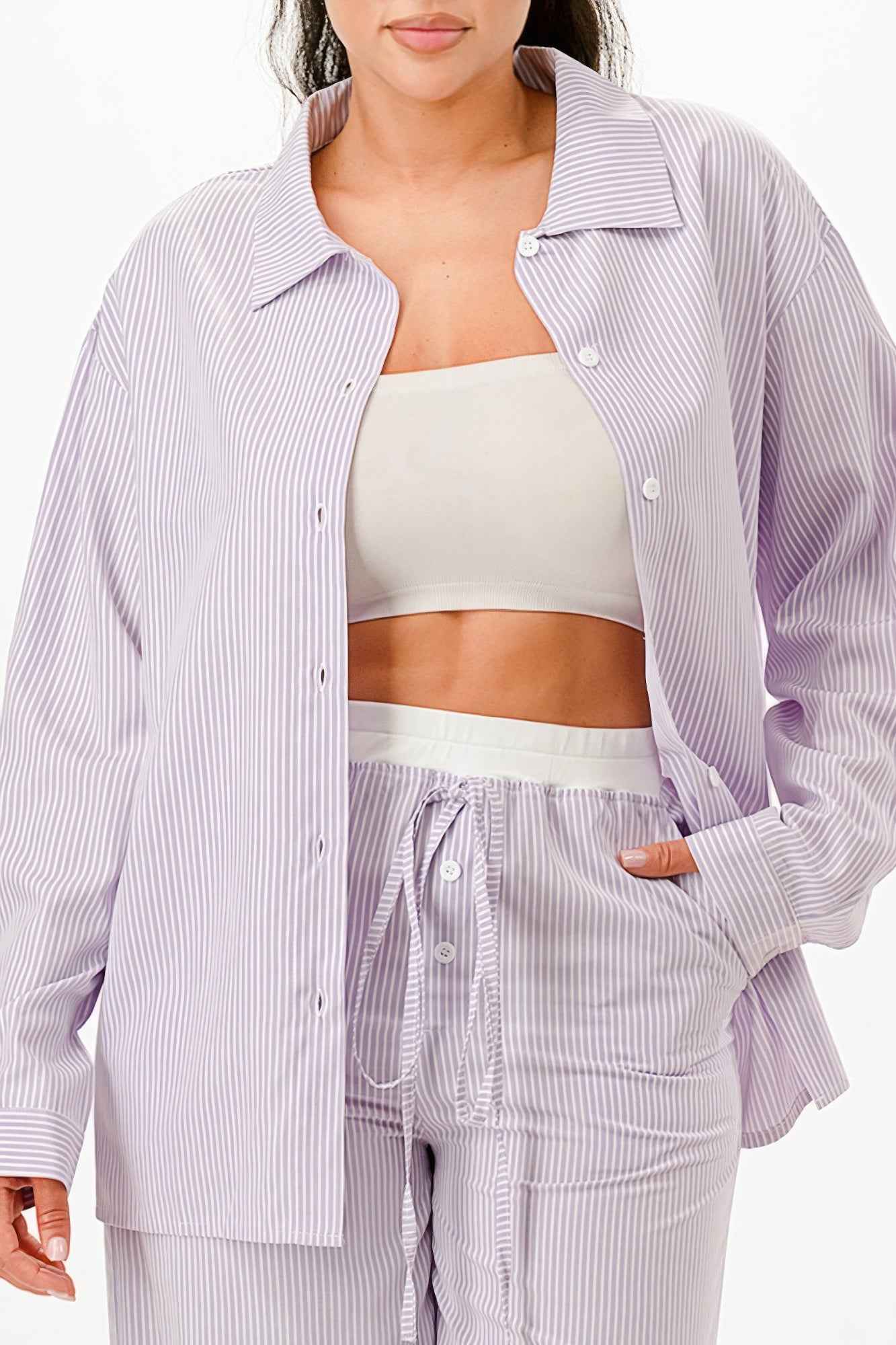 Pinstripe Shirt And Pant Set