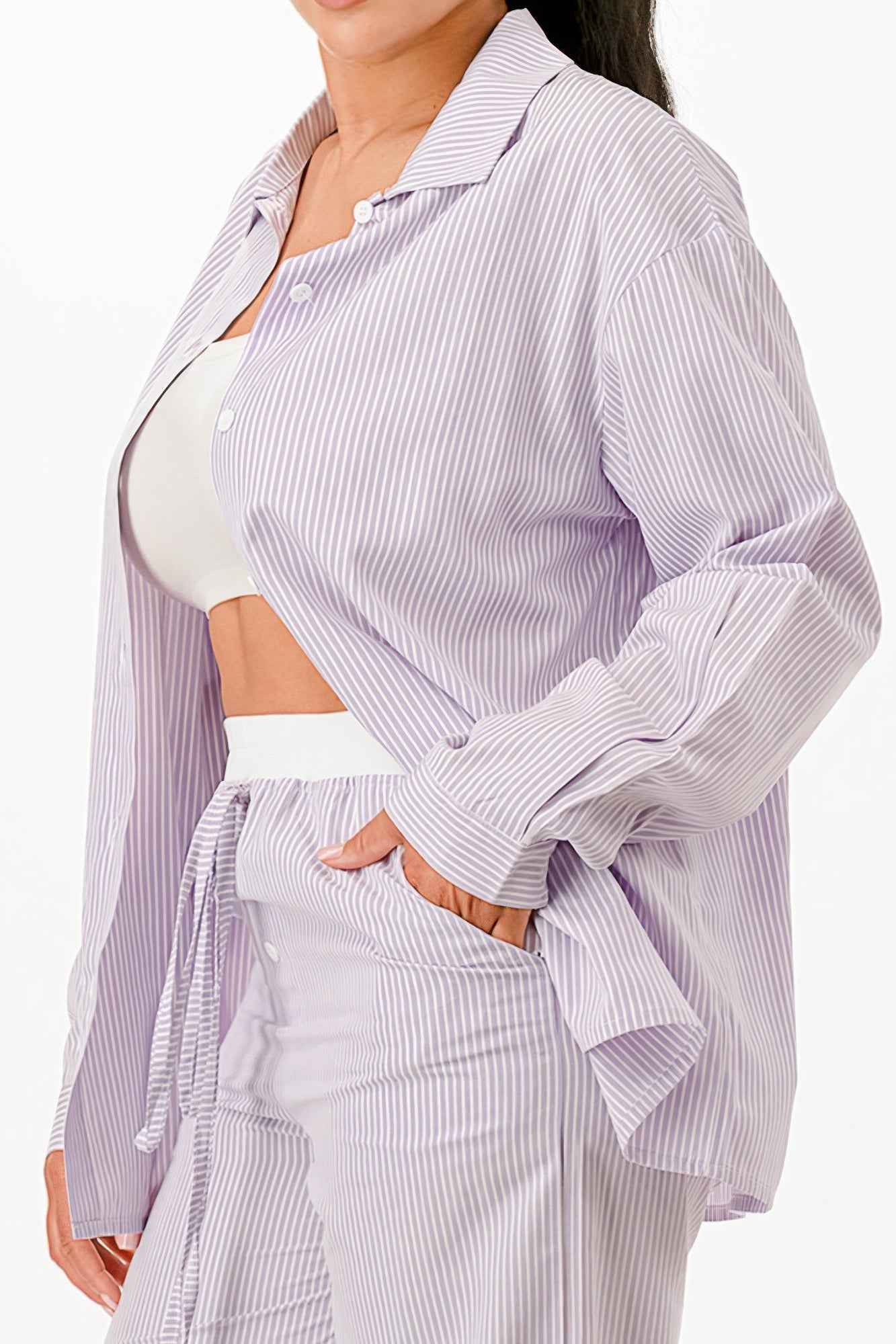 Pinstripe Shirt And Pant Set