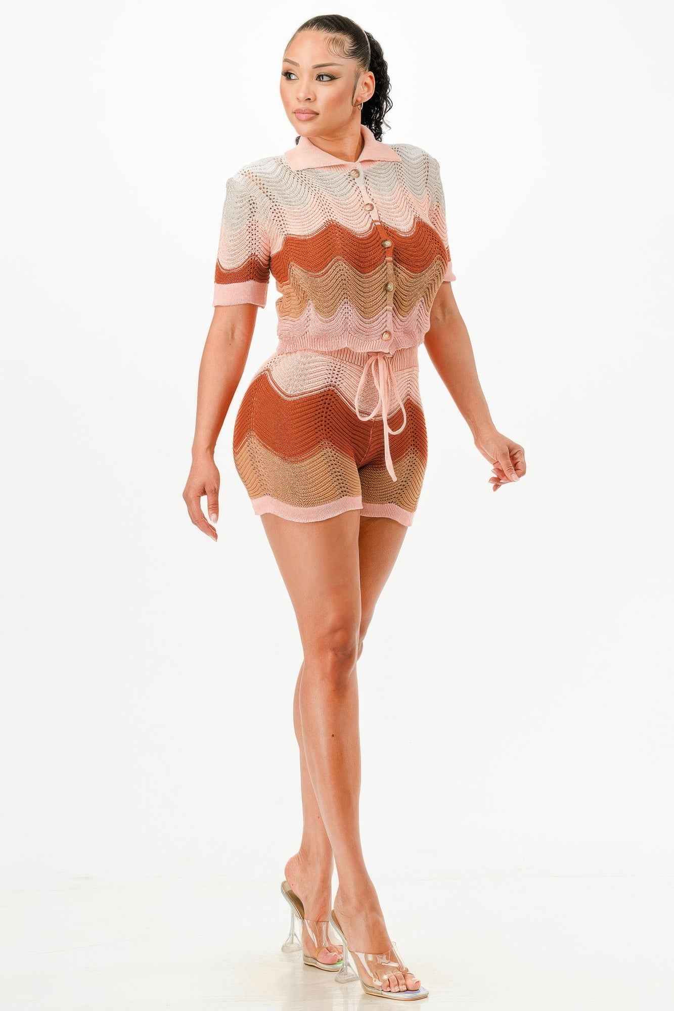 Knit Cardigan Short Set