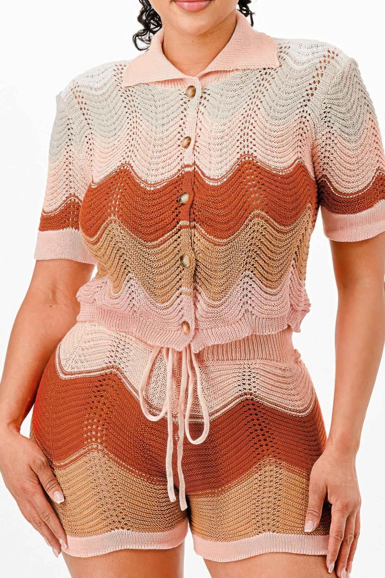 Knit Cardigan Short Set