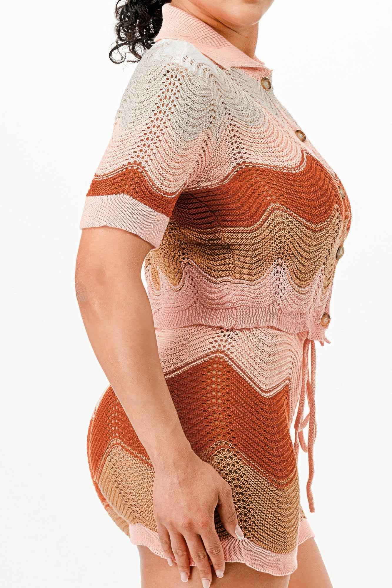 Knit Cardigan Short Set