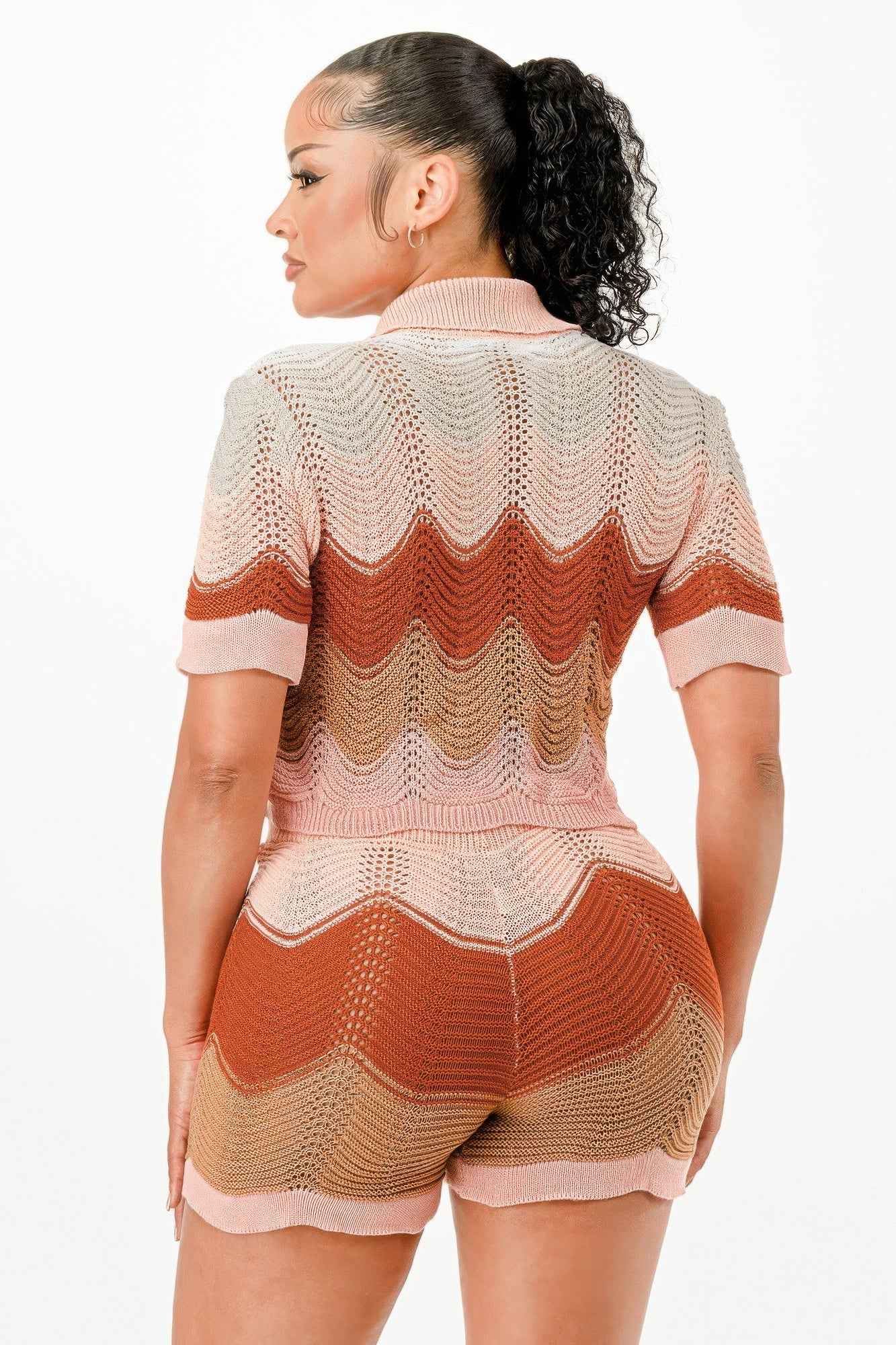 Knit Cardigan Short Set