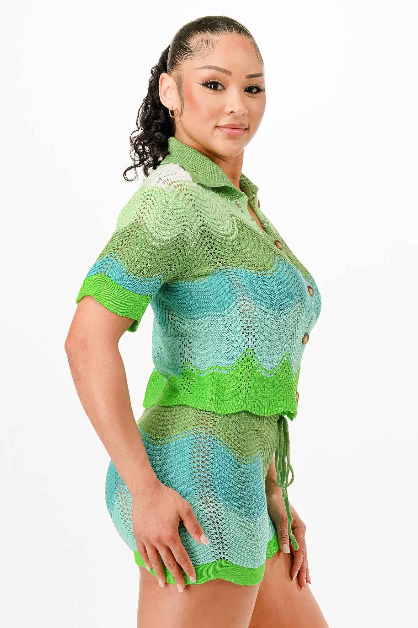 Knit Cardigan Short Set