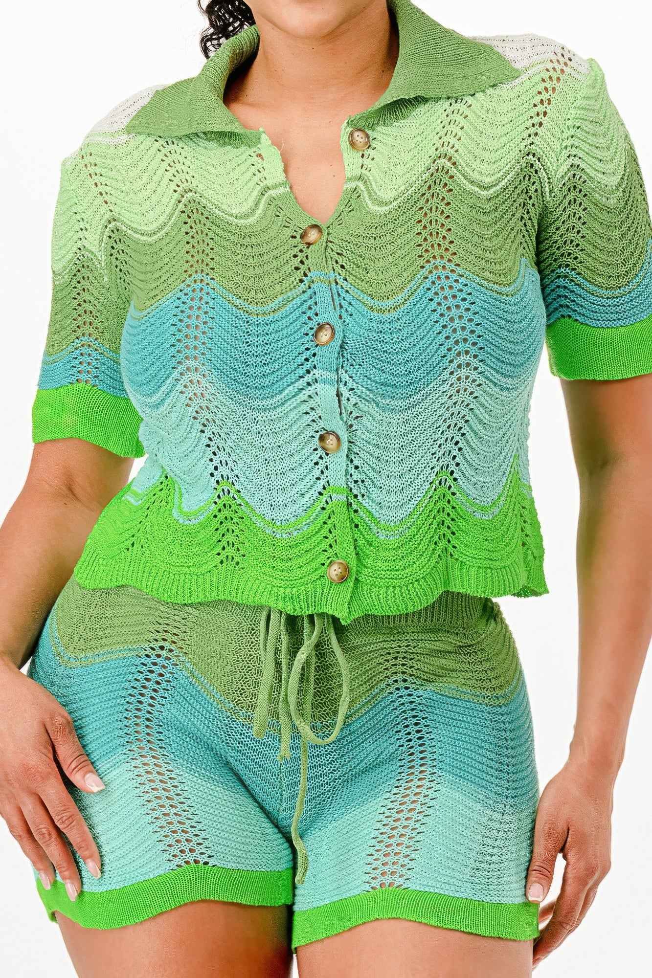 Knit Cardigan Short Set