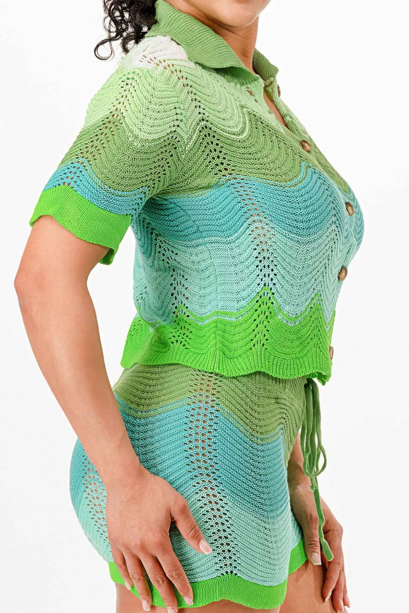 Knit Cardigan Short Set