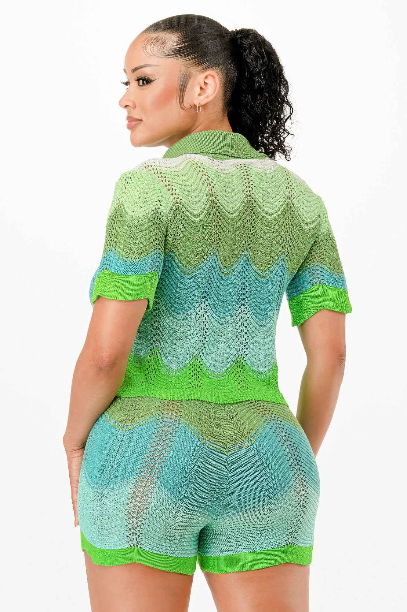 Knit Cardigan Short Set