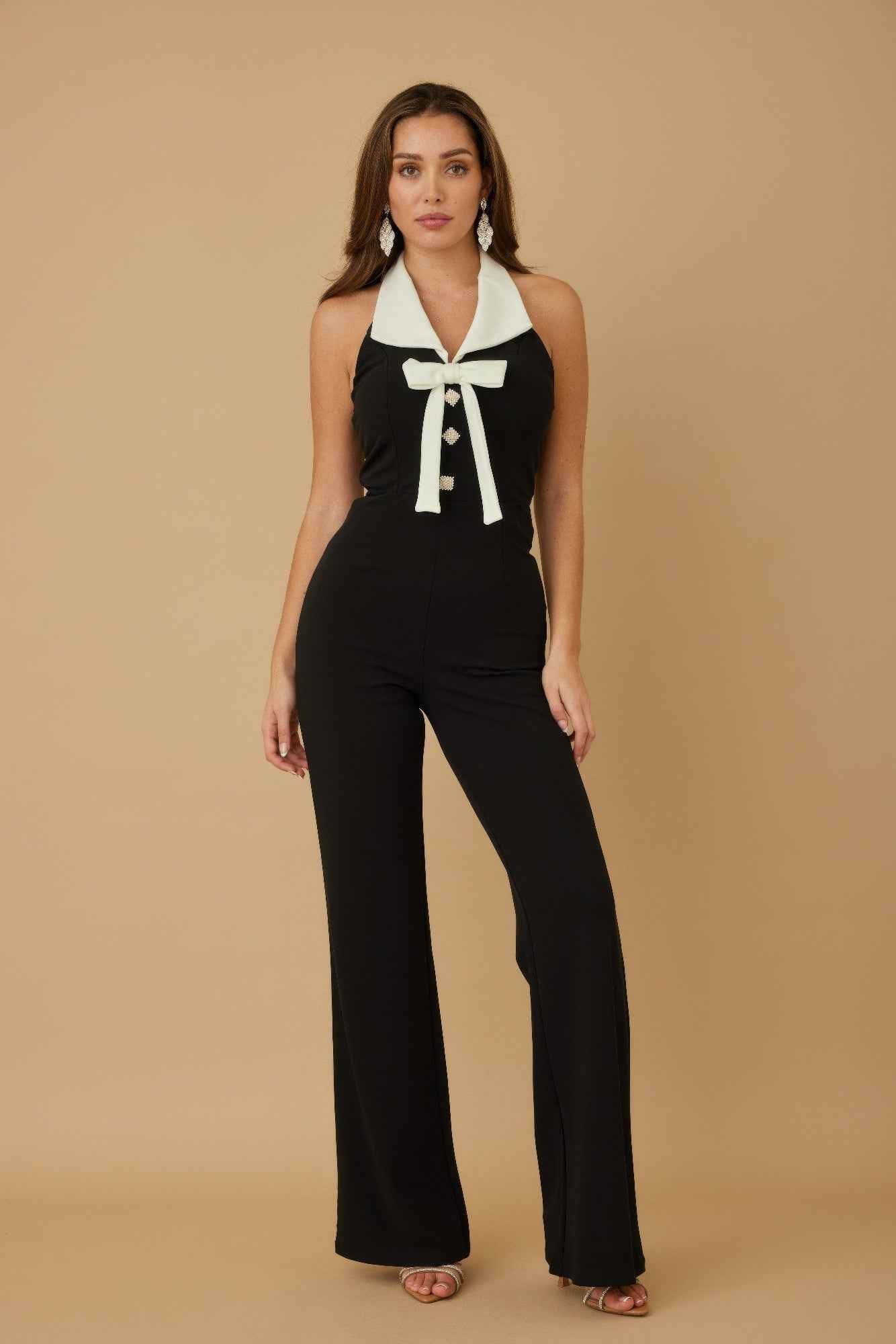 Fashion Jumpsuit With Bow