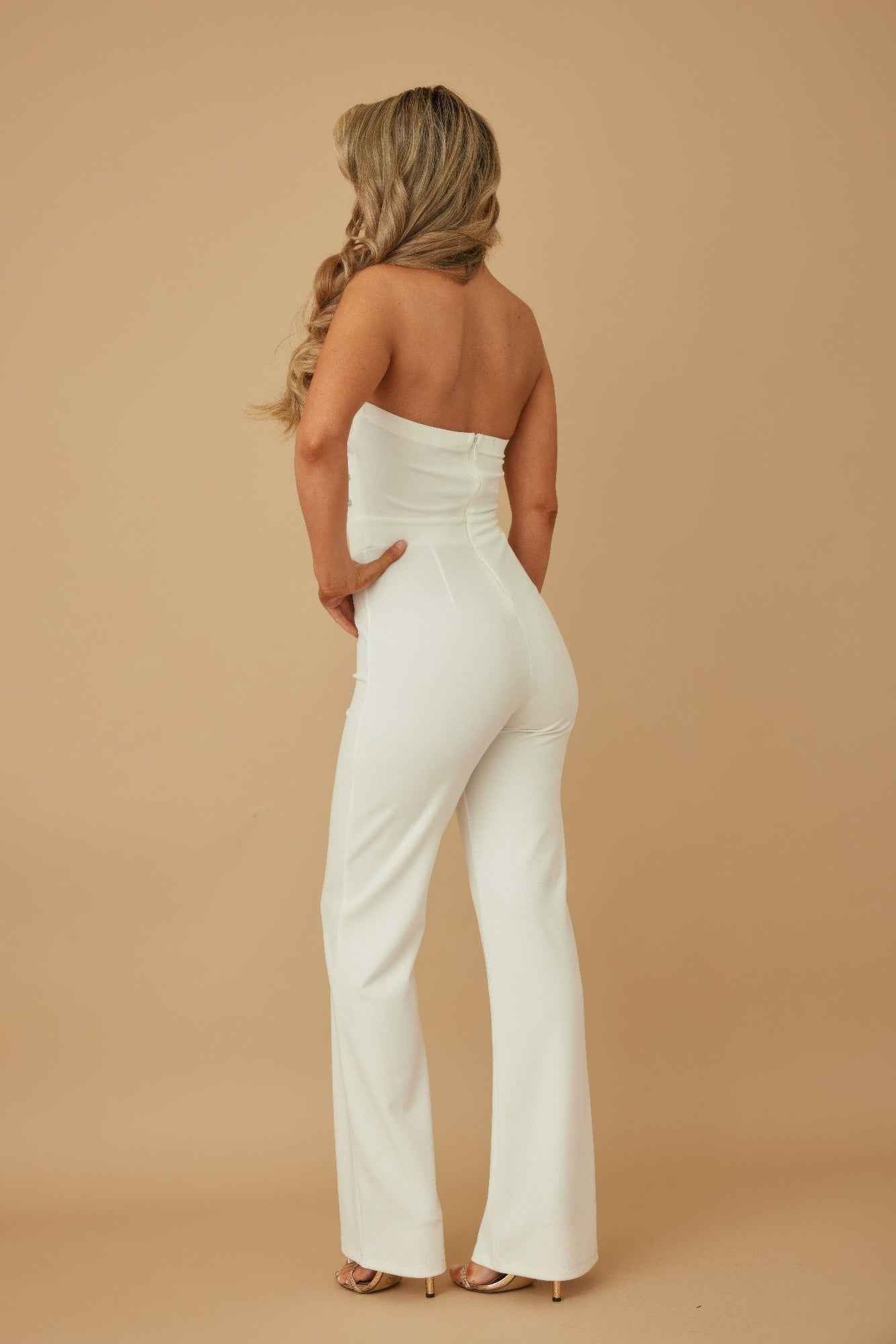 Petal Layer Flap With Rhinestones Jumpsuit