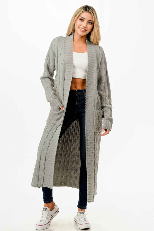 Cable Sweater Long Cardigan