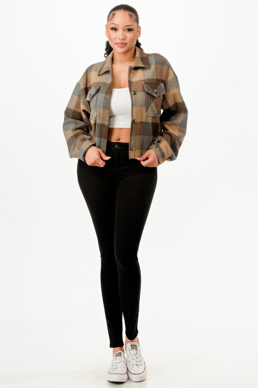 Cropped Flannel Jacket - It's a Girly Place